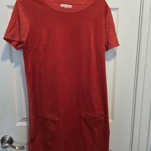 New York & Company Orange Faux Suede Dress